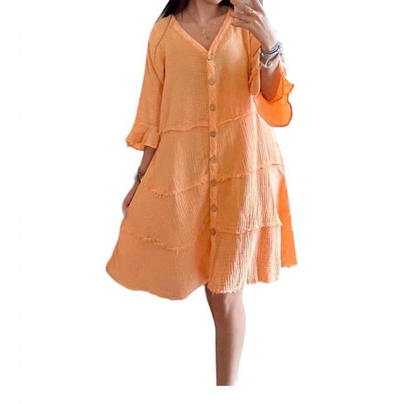 NEW EASEL gauze midi dress in peach - Picture 1 of 1